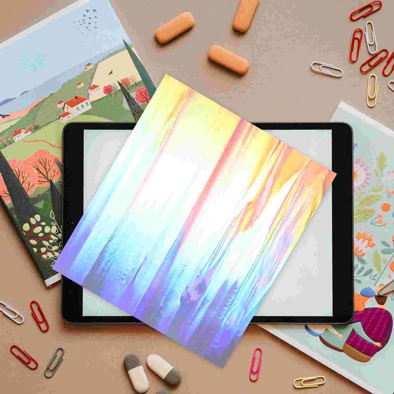 虹色ウィンドウしがみつくフィルム多色レインボー効果ホログラフィック自己粘着透明写真フィルター紙多用途