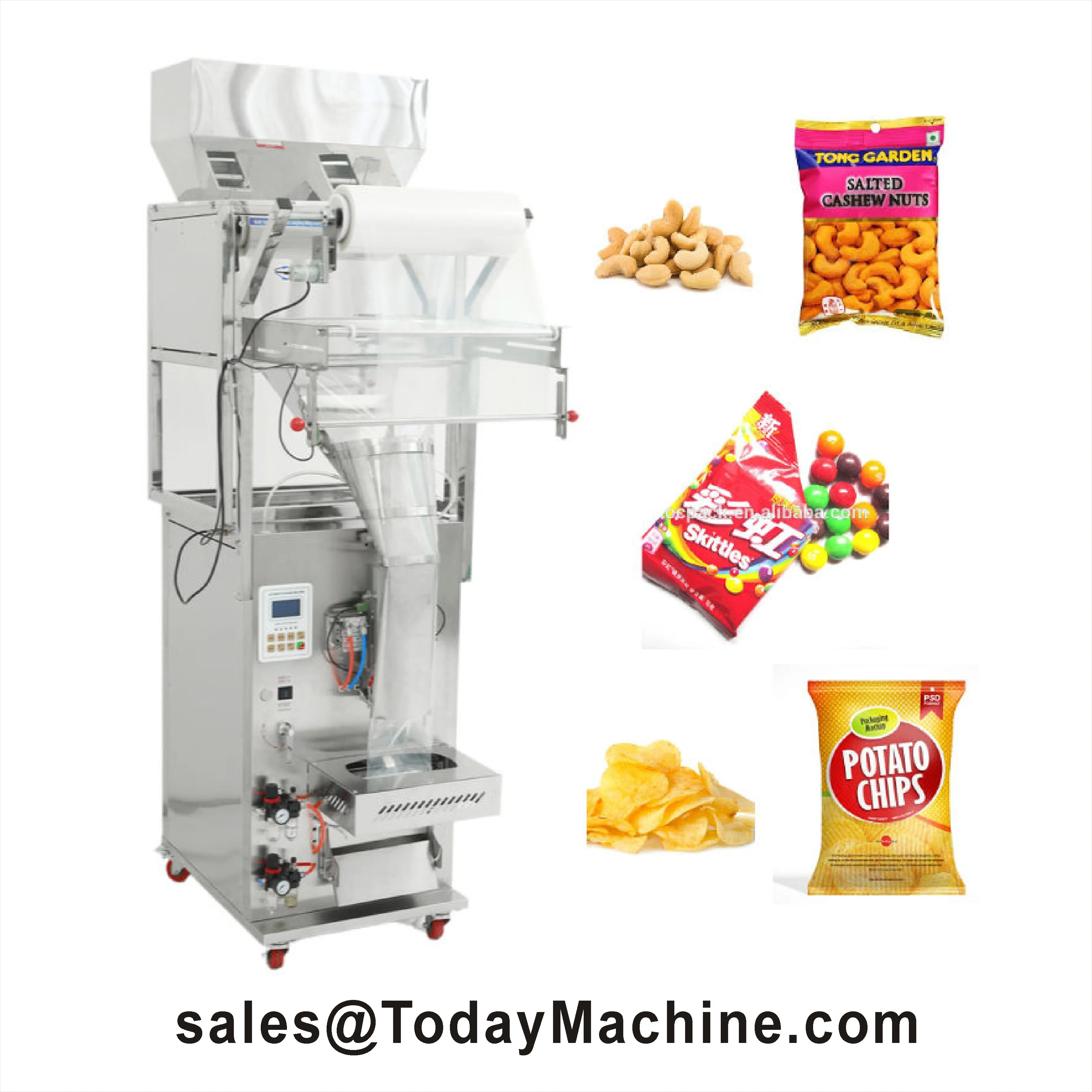 Automatic Corn Snack Puff Potato Chips Multi-head Vertical Granule Weighing Filling Gummy Candy Packing Machine