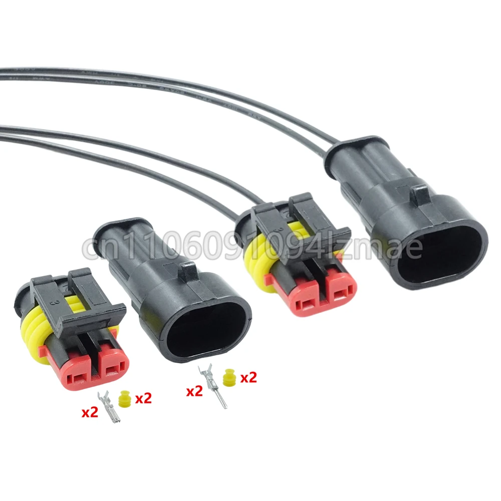 

2 Pin AMP SuperSeal Waterproof Electrical Automotive Plug Cable Socket AC Assembly For Auto 282104-1 282080-2