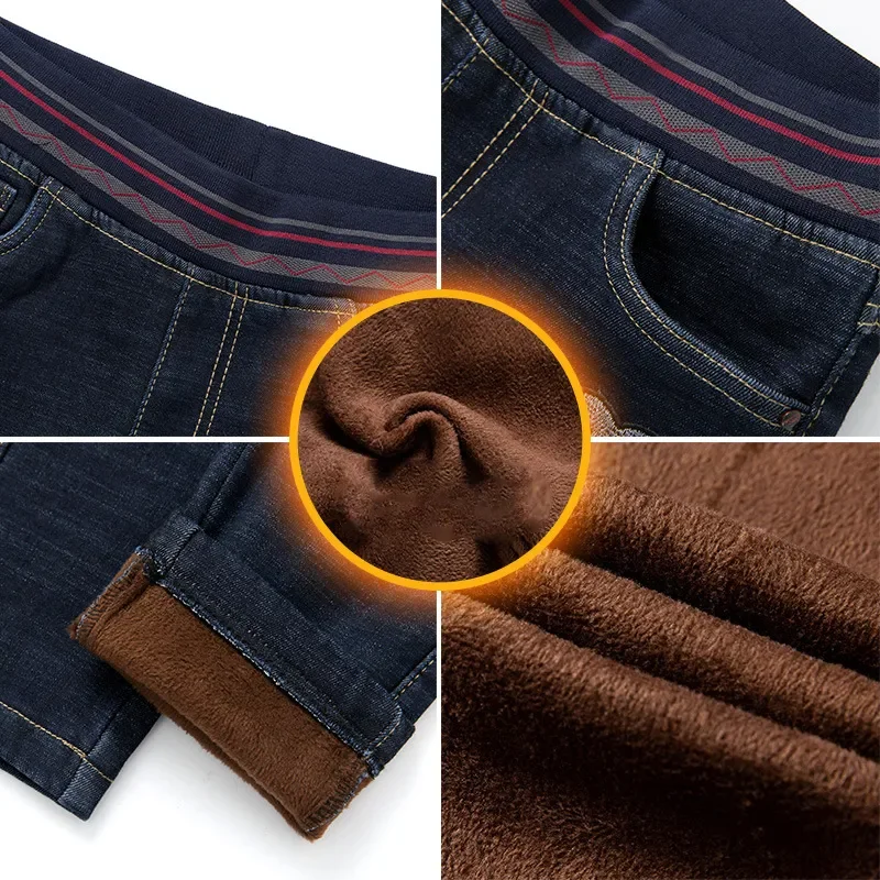 Women Skinny Winter Thicken Pencil Jeans Big Size 26-34 Stretch Vaqueros High Waist Kot Pantalones Warm Plush Lined Denim Pants