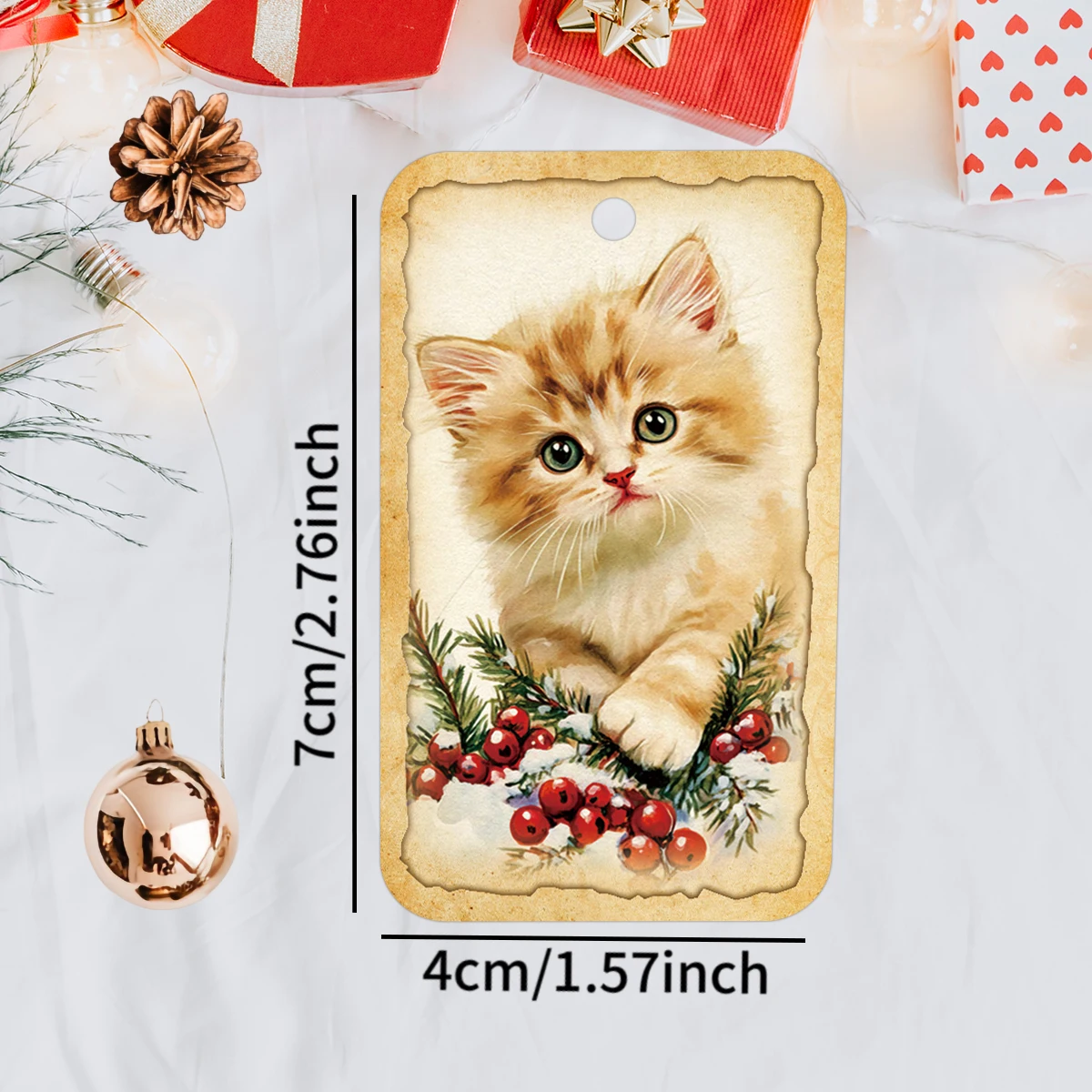 50 Stück Weihnachts-Hängeetiketten zum Aufhängen mit niedlichen Katzen, Etiketten für Weihnachtsbaumschmuck, Geschenkkarten, Geschenkverpackungen, Gastgeschenke für Zuhause, Party-Dekoration – Detail 3