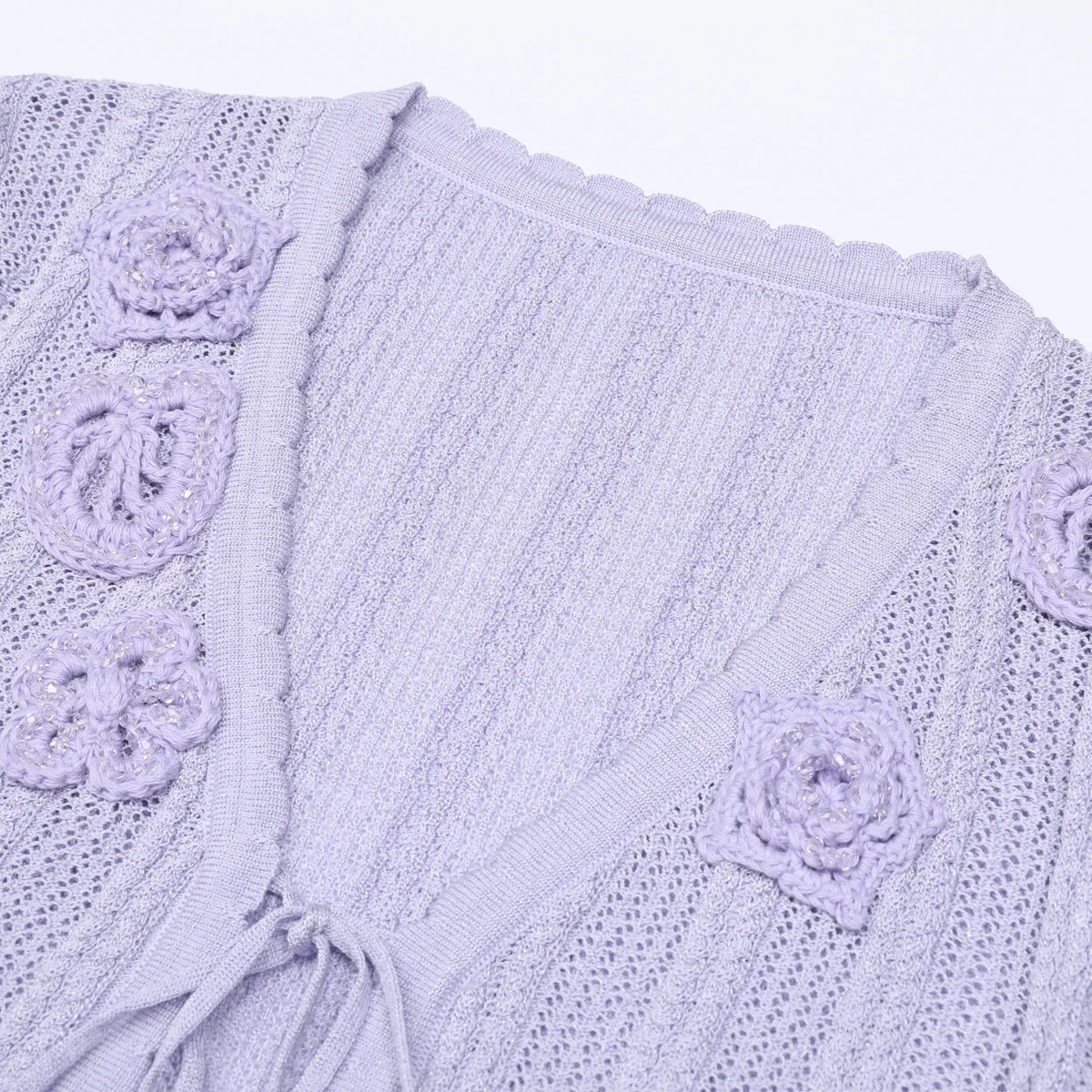 High Quality Spring Autumn Fashionable Knitted Three Dimensional Flower Top Cardigan And Suspender Dress Women Set New Arrival