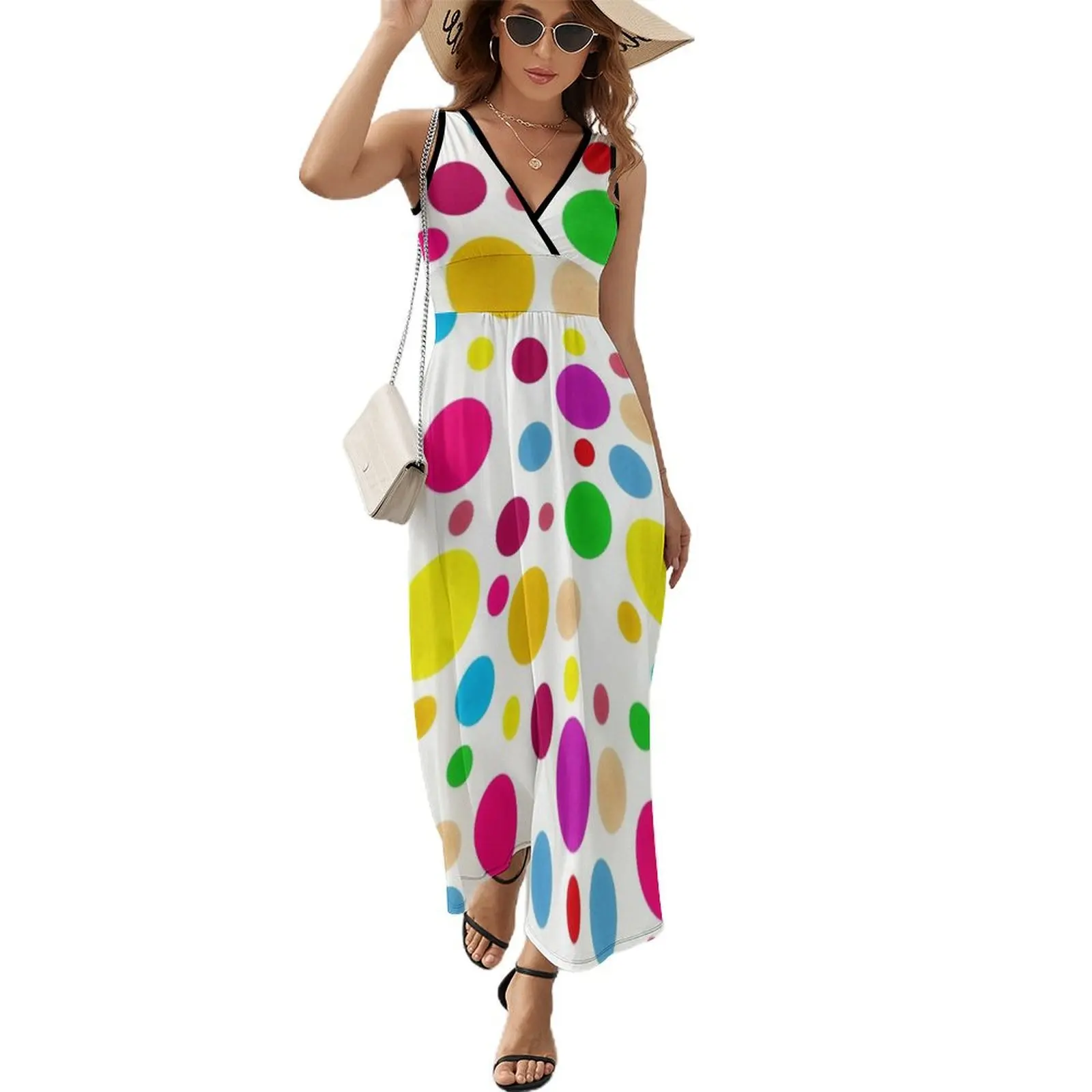 Colorful Polka Dots Sleeveless Dress long dresses for women luxury evening dress woman for wedding Clothing