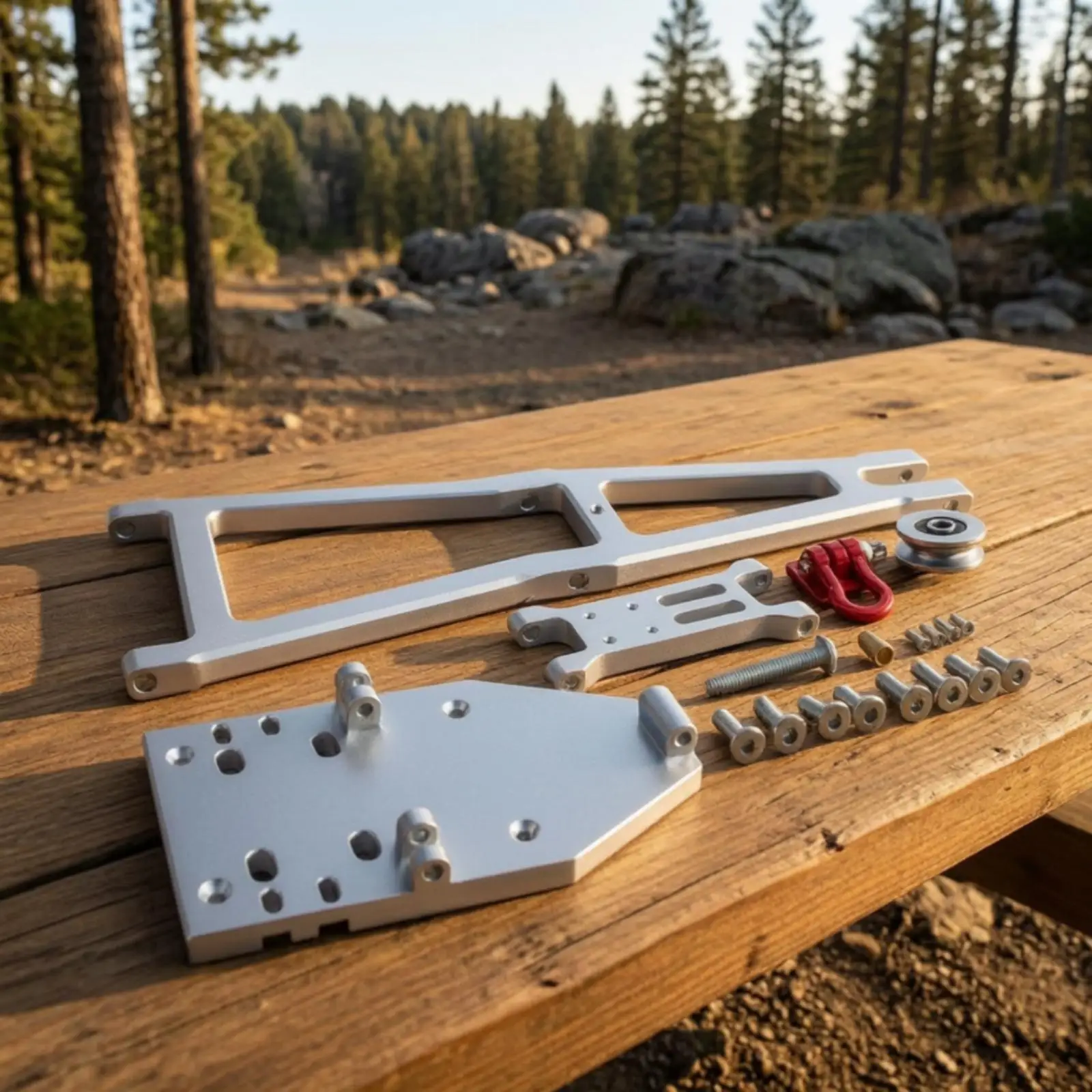 Scale RC Truck Crane Arm Kit for Trailer Winch Recovery with Aluminum Alloy Lifter Hook Pulley and Mounting Plate