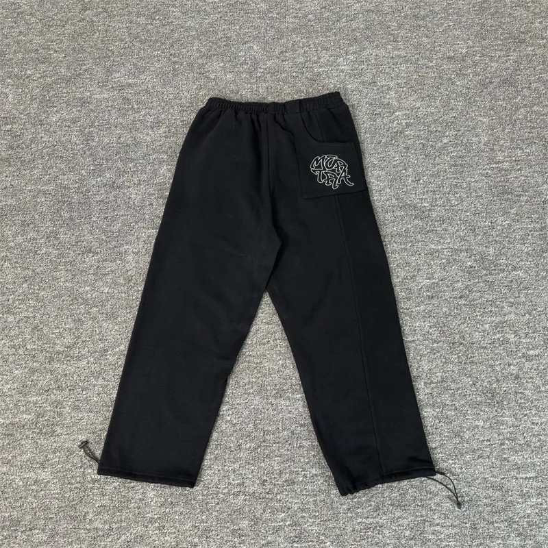 Embroidery Logo Mertra Black Jogger Drawstring Sweatpants Men Women Pure Cotton Oversized Casual Trousers