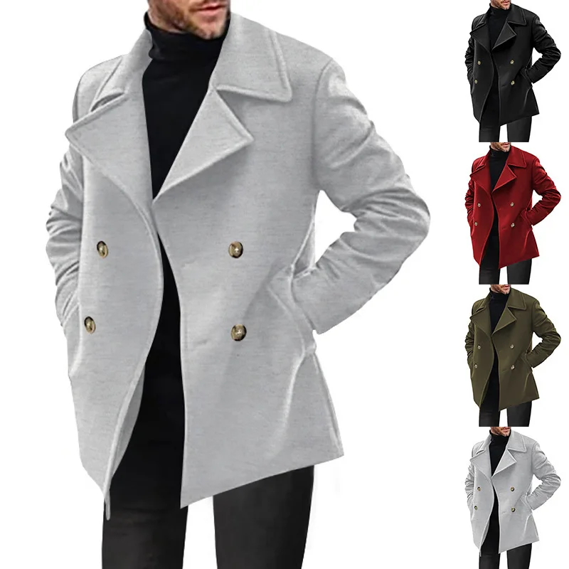 Men's Spring and Autumn New Coat Medium and Long Double-breasted Casual Large-size Coat Trench Coat Cw27645