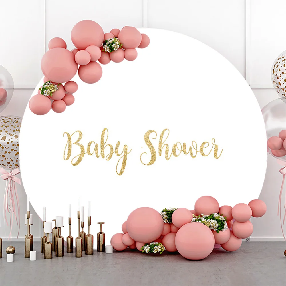 White Round Backdrop Cover Baby Shower Happy Birthday Party Wedding Custom Circle Photography Background Decor Photo Studio Prop