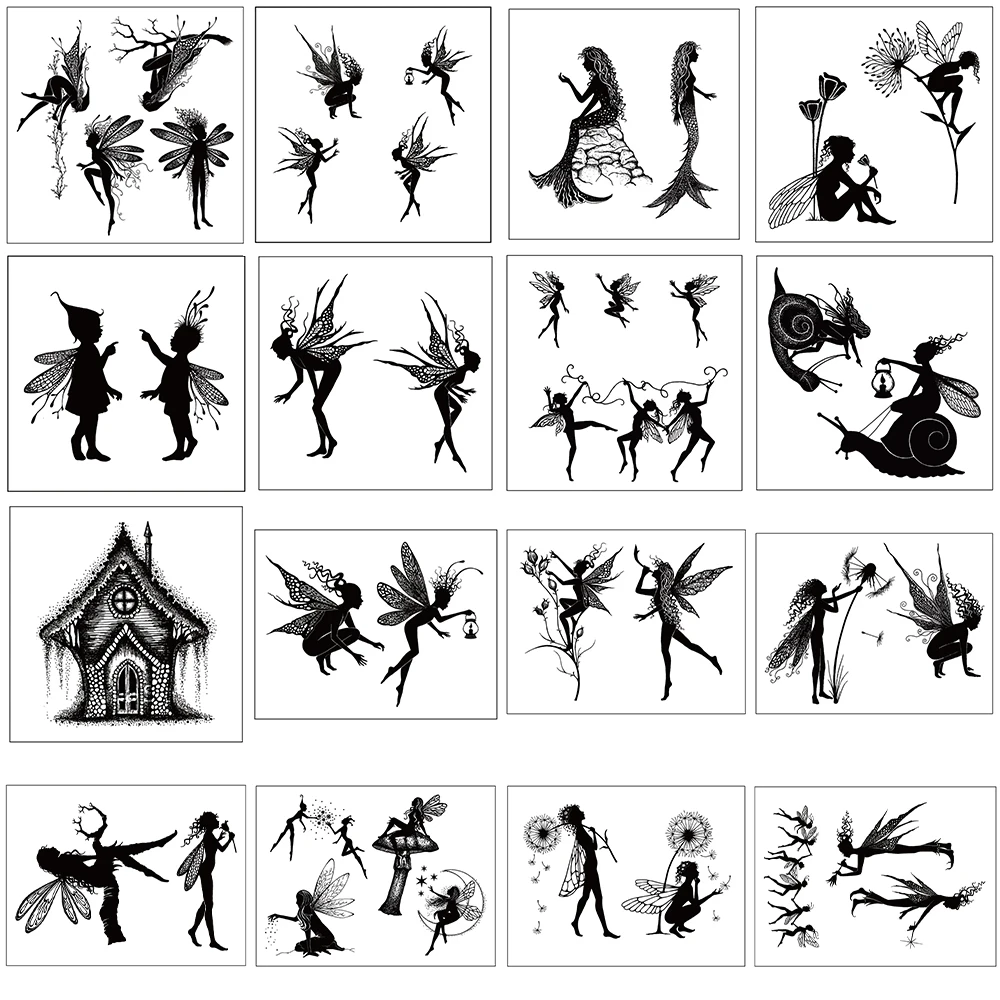 

Clear Silicone Stamps Flower Fairy Mermaid Holding Dandelion Dancing Seal Stencil for DIY Scrapbooking Craft Paper Cards Project