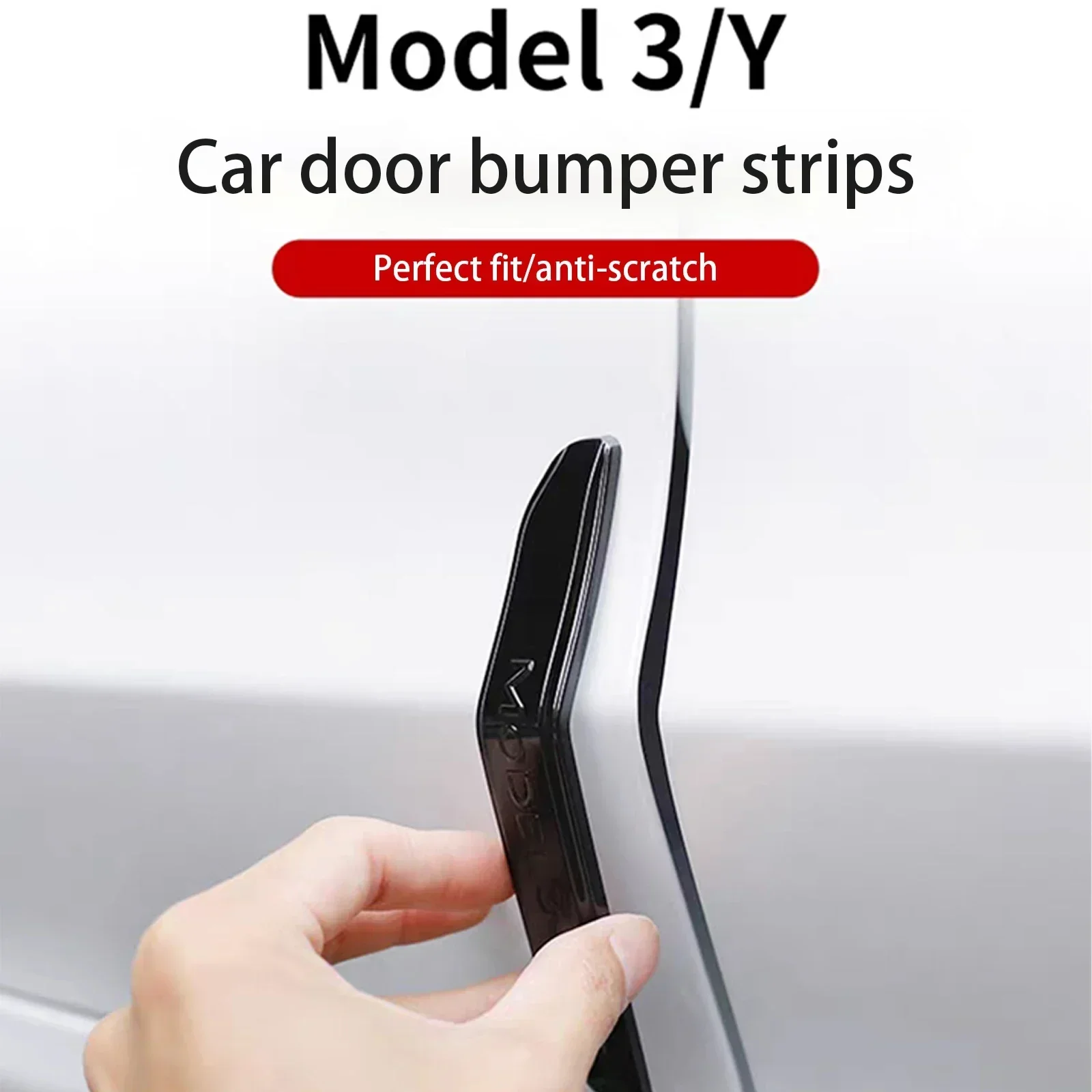 

4pcs Door Edge Guards For Tesla Model 3 Model Y ABS Trim Guard Stickers Car Door Anti-collision Strip Auto Exterior Accessories