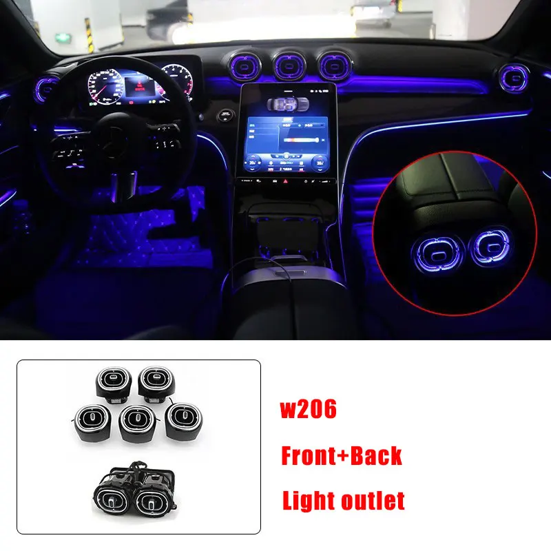 Ambient Light 64 Colors For Mercedes-Benz C Class  W206 LED Vents Speaker Decorative Light Retrofit 4D Rotating Tweeter Speakers