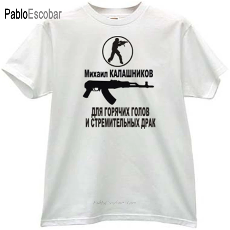 fashion t-shirt men cotton t shirt Kalashnikov Counter Strike T-shirt in black brand tee-shirt male summer tops