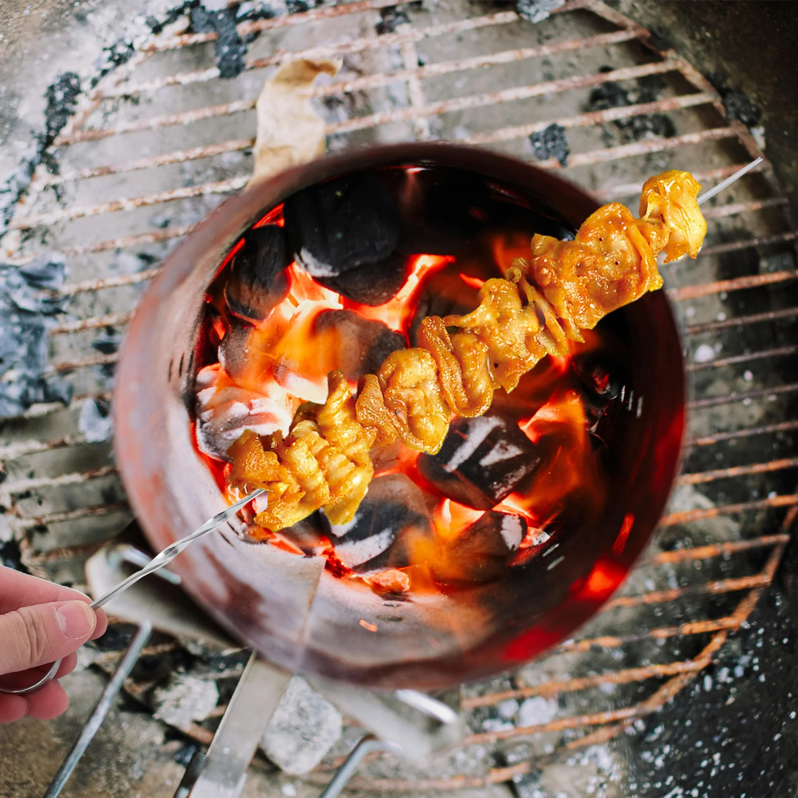 

12Pcs Stainless Steel Bbq Skewers Flat Metal Grilling Sticks Reusable Kebob Skewers for Lamb Beef Chicken Outdoor Barbecues