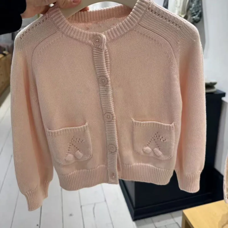

Pre-sale(ship March) 2026 Bp Spring Summer Girls Pink Knitted Sweaters Cotton Clothes for Girls Kids Clothes Girls Sweaters