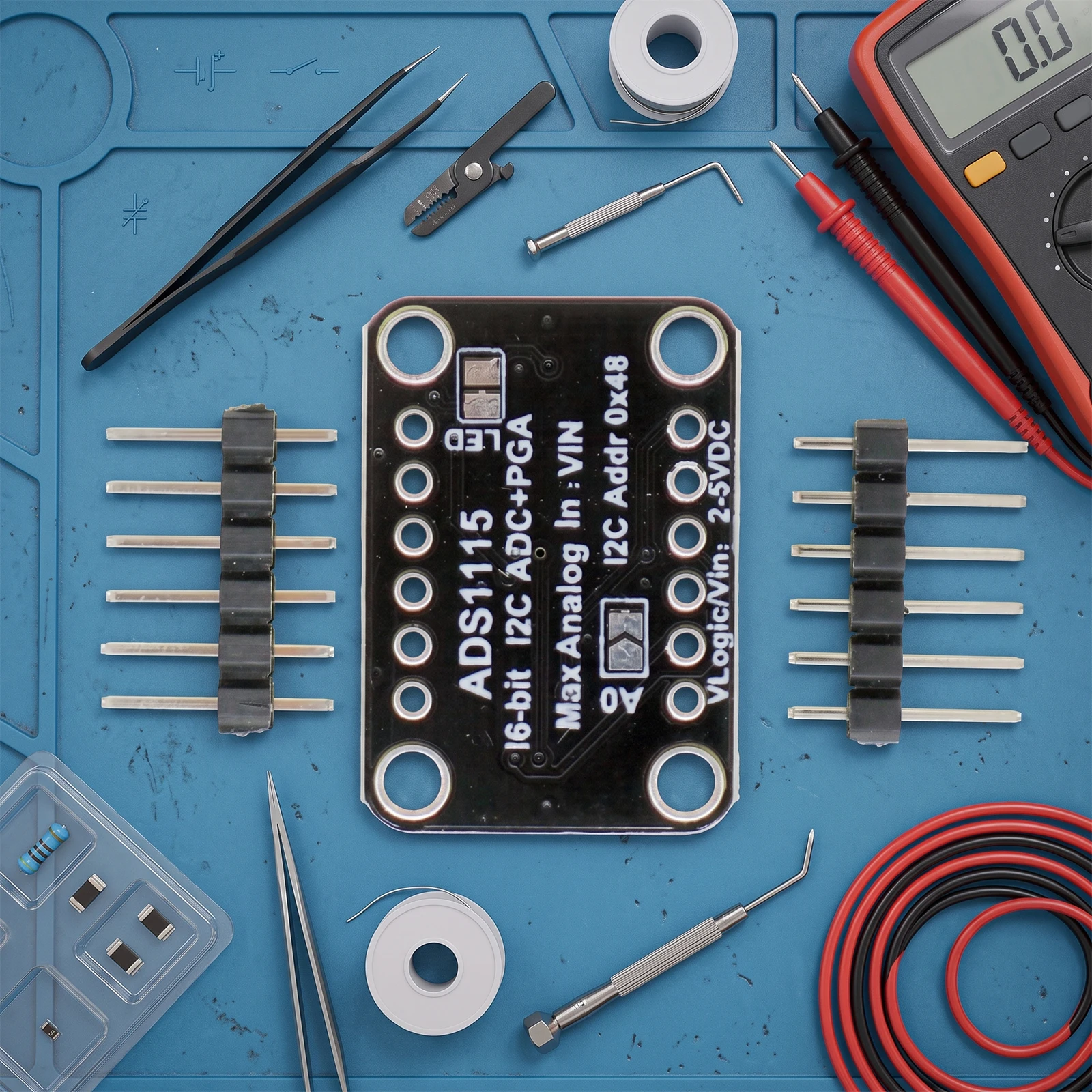 16-Bit ADC Module 4-Channel Programmable Gain Amplifier I2C STEMMA QT Qwiic Interface 860SPS for