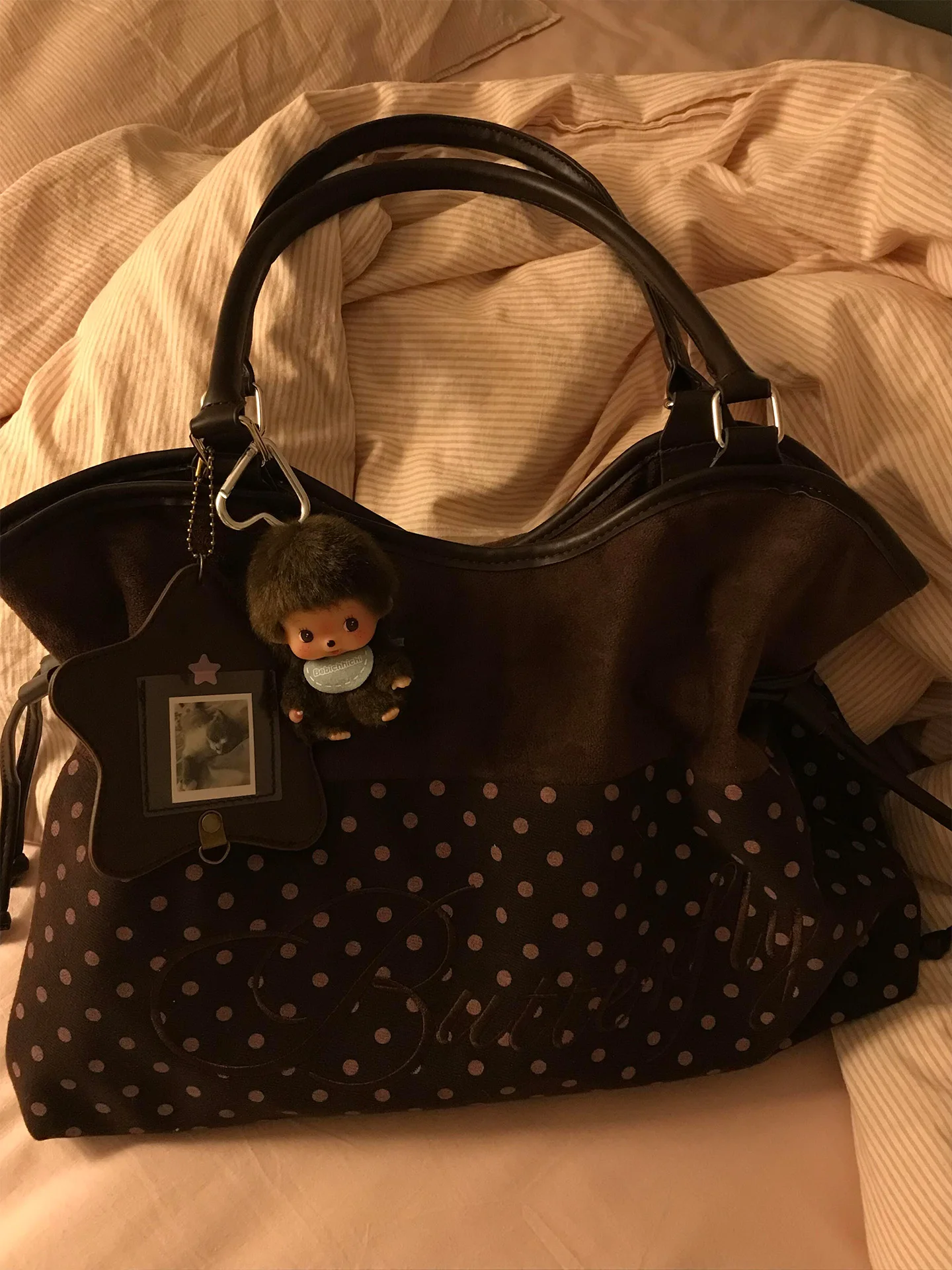 

Retro Polka Dot Women's Tote Bag Large Capaci Commuter Bag Underarm Single oulder Bag for Autumn And Winter Versatile