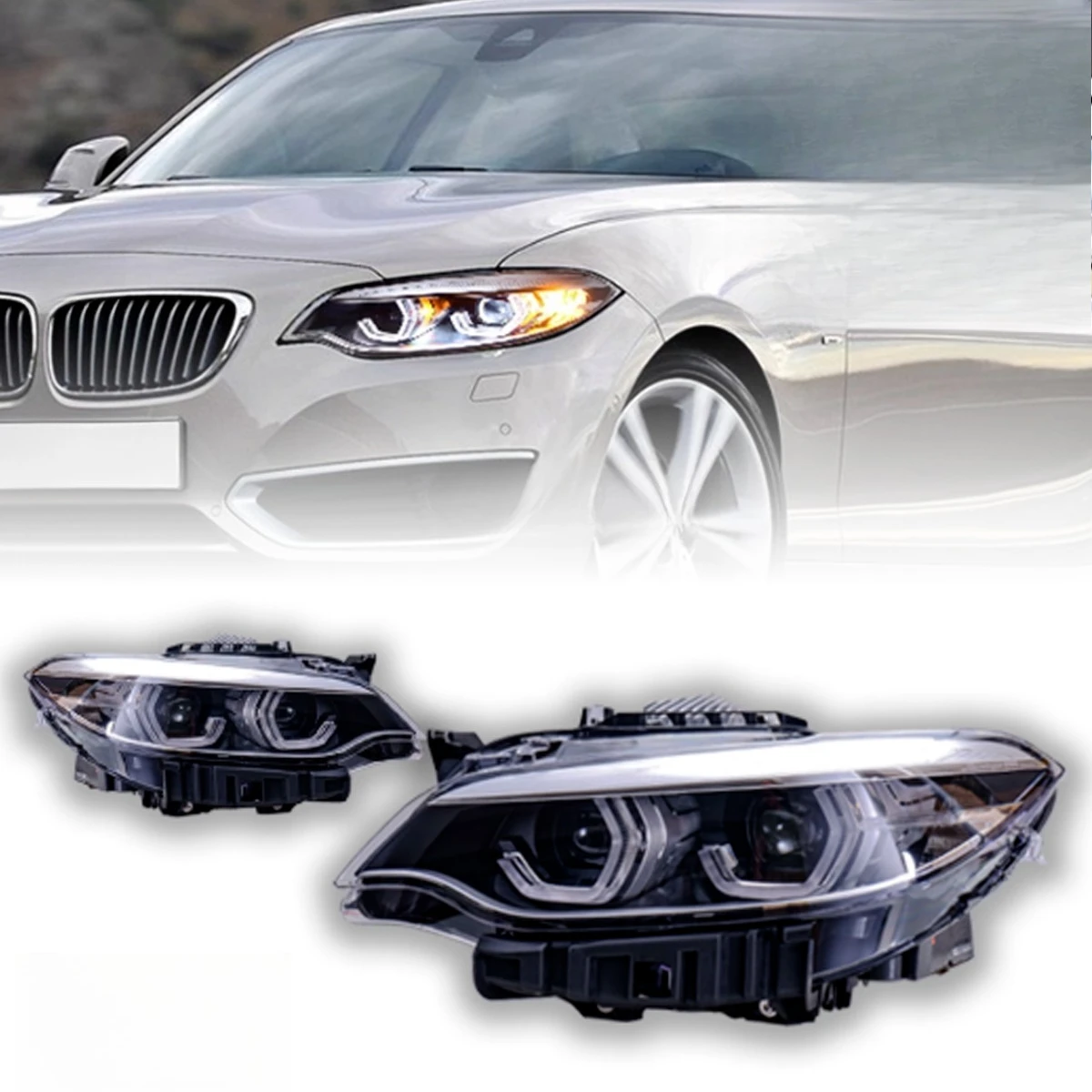 2 Series F22 2014-2019 Sequential Steering Headlights Dual Light Emitting Diode Headlights
