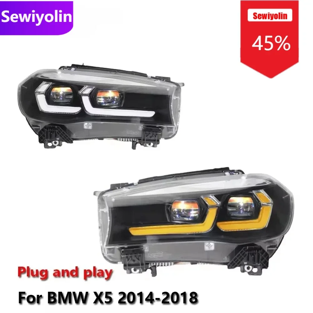

Автомобильные лазерные фары DRL в сборе для BMW X5 F15 2014-2018, авто противотуманные фары DRL, стоп-сигналы поворота Plug and Play