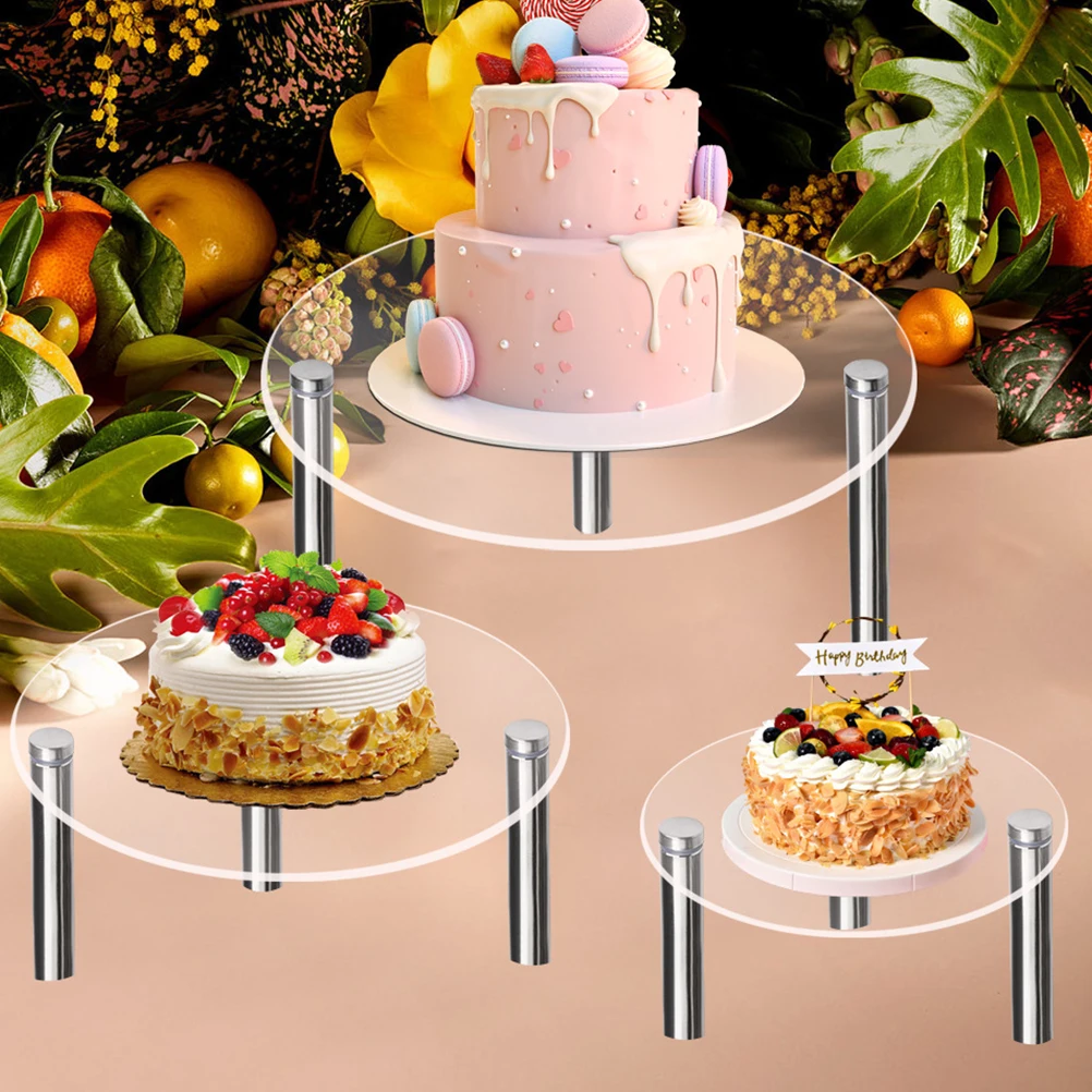 

3Pcs Acrylic Display Stand Clear Cake Tray Wedding Holder Tiered Dessert Stands Elegant Appearance Fine Workmanship