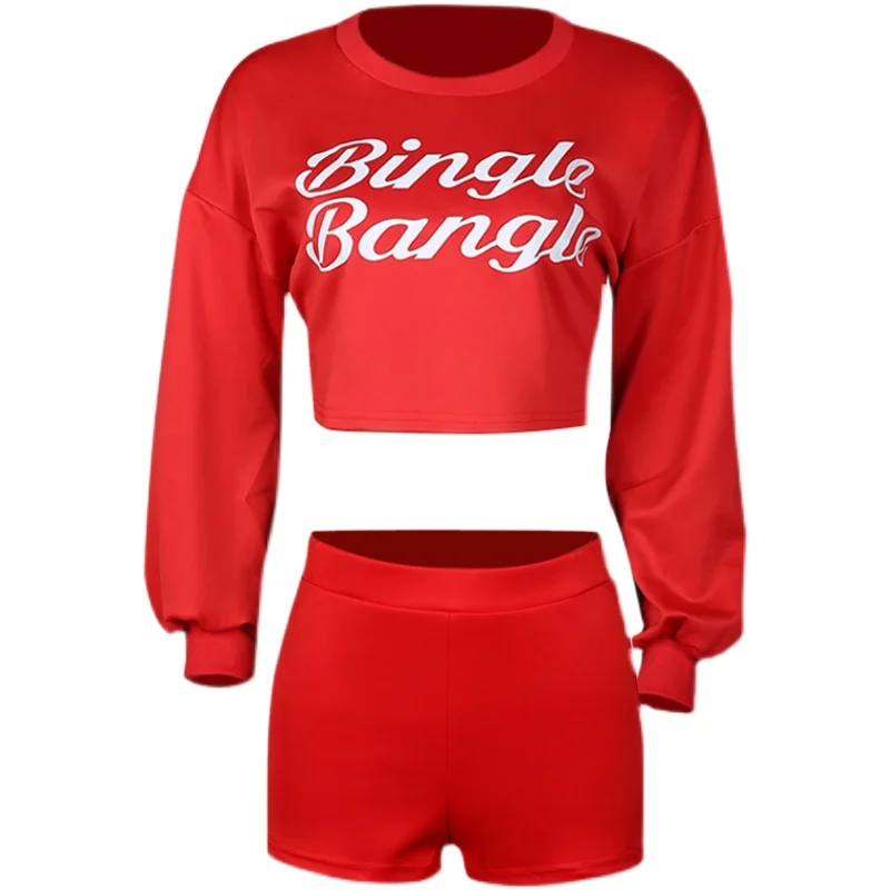 ชุดเต้นแจ๊สสีแดงแขนยาวสำหรับผู้หญิง ชุดฮิปฮอปสตรีทแดนซ์สำหรับผู้ใหญ่ ชุดแสดงเต้นสไตล์เกาหลี ชุดนางแบบ