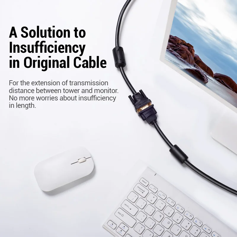 Удлинитель кабеля Vention Удлинительный кабель VGA, 1 м, 1,5 м, 2 м, 3 м, высококачественный штекер-гнездо, Кабель VGA для монитора компьютера, проектора, 5 м