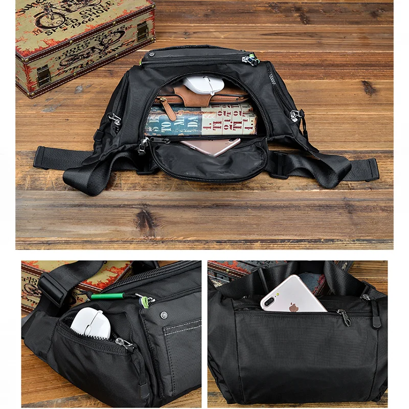 Volunteer Waist Bags for Men Casual Waterproof Sports Nylon Chest Bag Male New Fashion Phone Oxford Cloth Crossbody Bags 1652-10