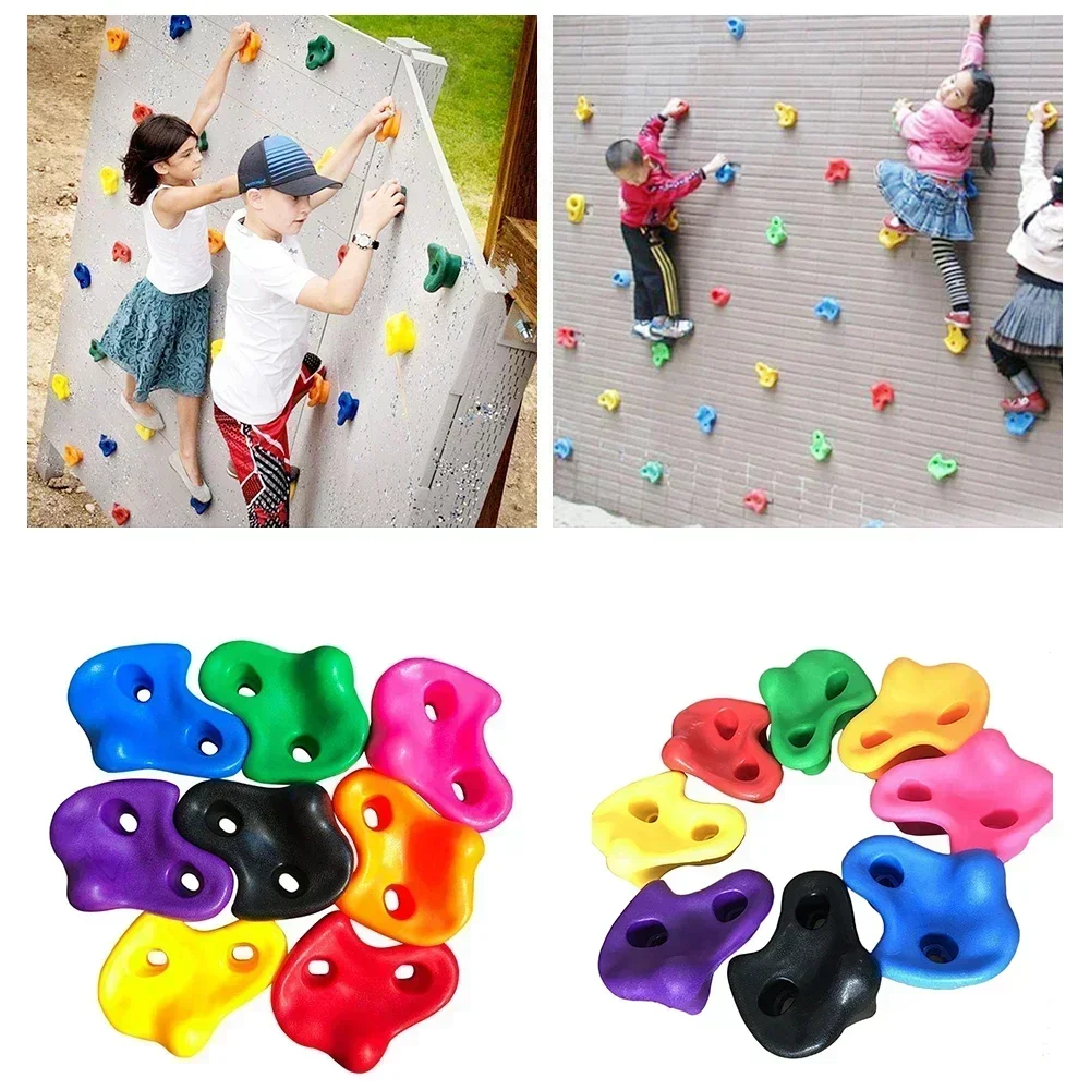 10pcs/set Rock Climbing Holds Wood Wall Kids Climbing Stones Toys Playground Game Hand Feet Hold Grip Kit Hand Feet Holds