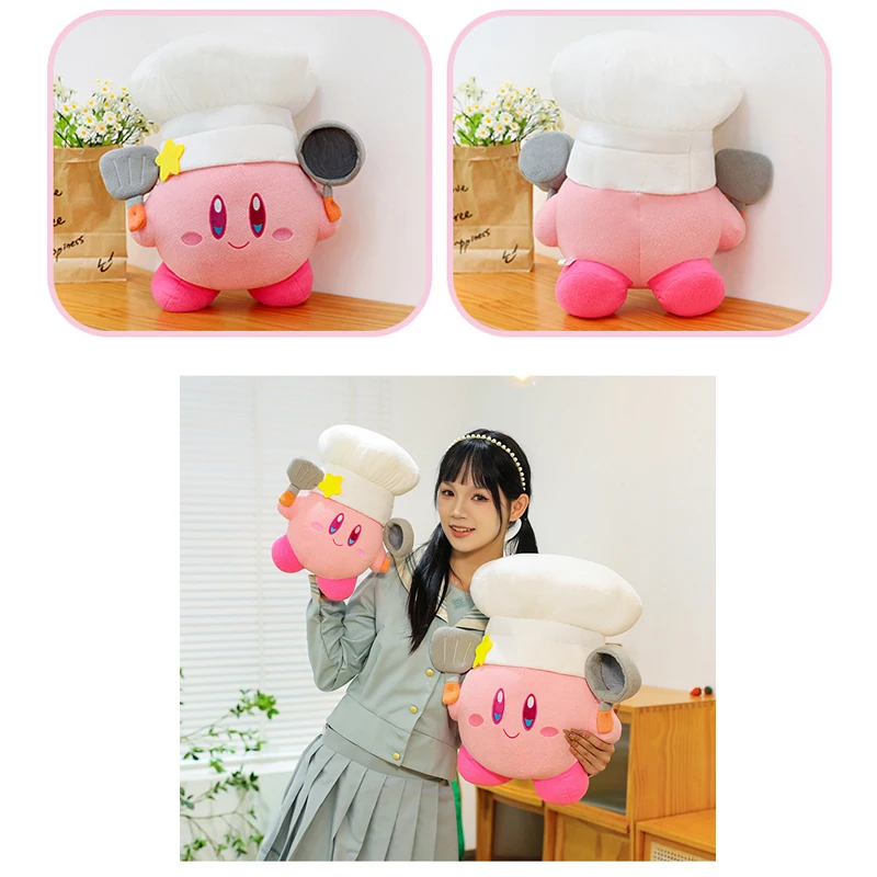 35-70cm Chef Kirby Plush Toy Cute Stuffed Doll Big Size Cartoon Anime Star Hug Pillow Pink Gift for Kid Birthday Room Decoration view 5