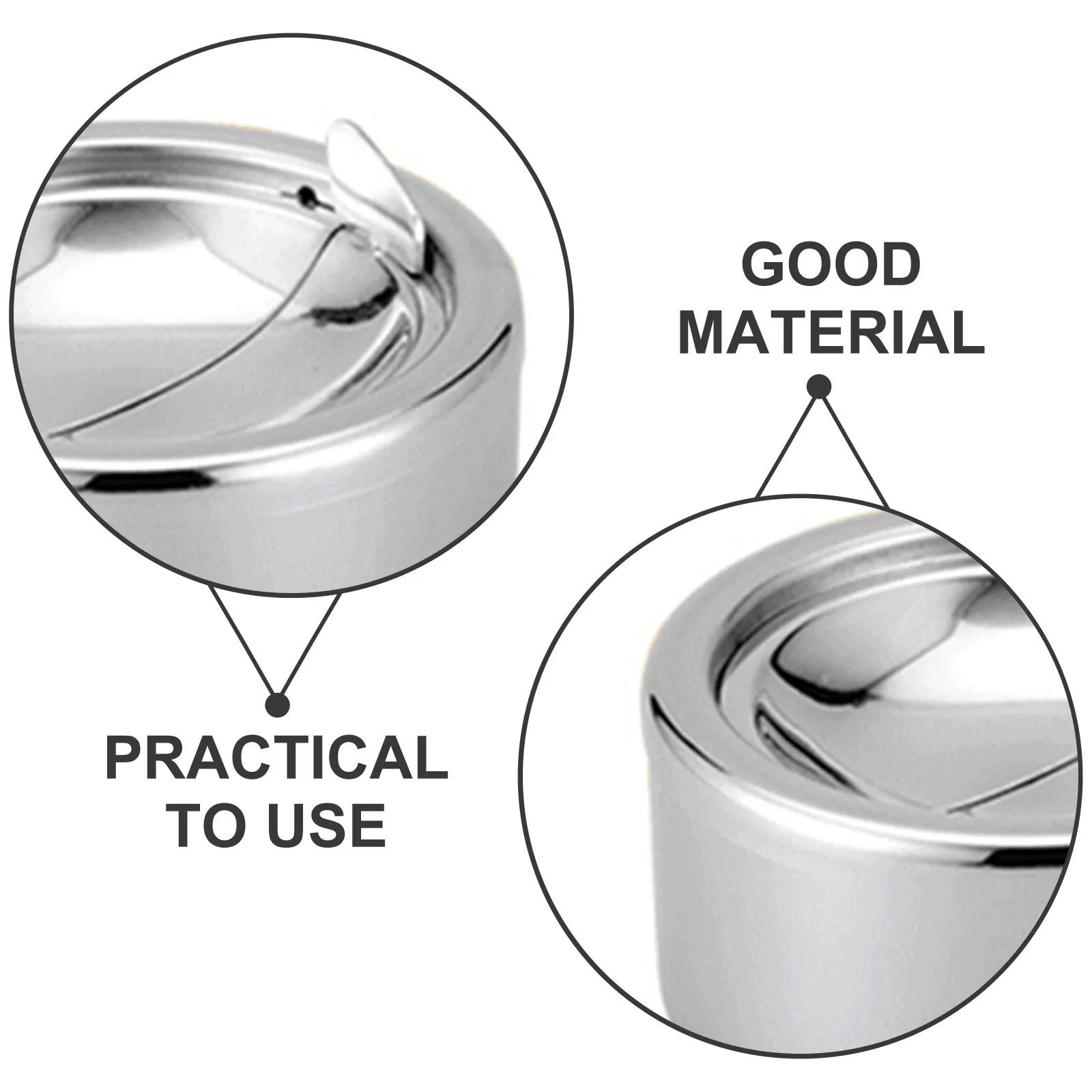 1 قطعة منفضة سجائر مفتوحة أوتوماتيكية من الفولاذ المقاوم للصدأ سعة كبيرة مقاومة للرياح منفضة سجائر محمولة للمنزل والمقهى والفندق #2
