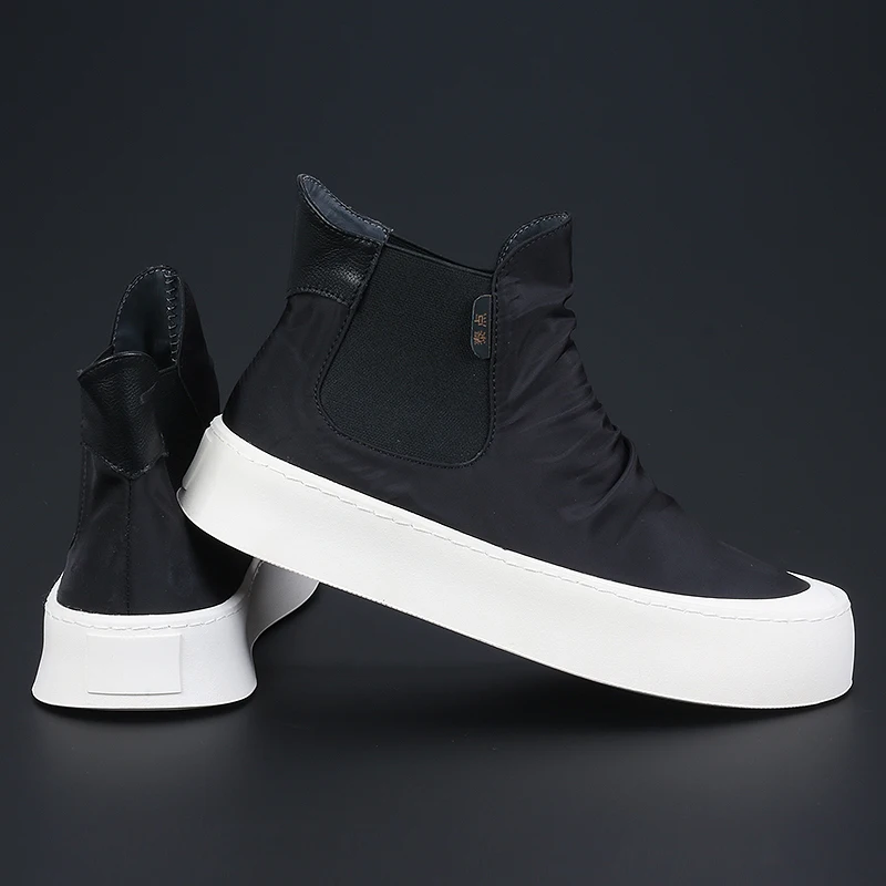 Korean Version Fashion Breathable Canvas Shoes High Top Board Shoes Fashion Casual Shoes Comfortable Black Men\'s Fashion Shoes