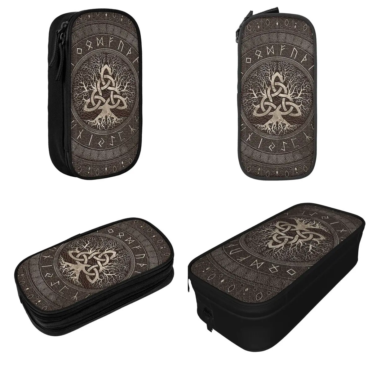 Árvore da vida com triquetra viking caixa de lápis valhalla pencilcases caneta grande capacidade sacos estudantes papelaria da escola