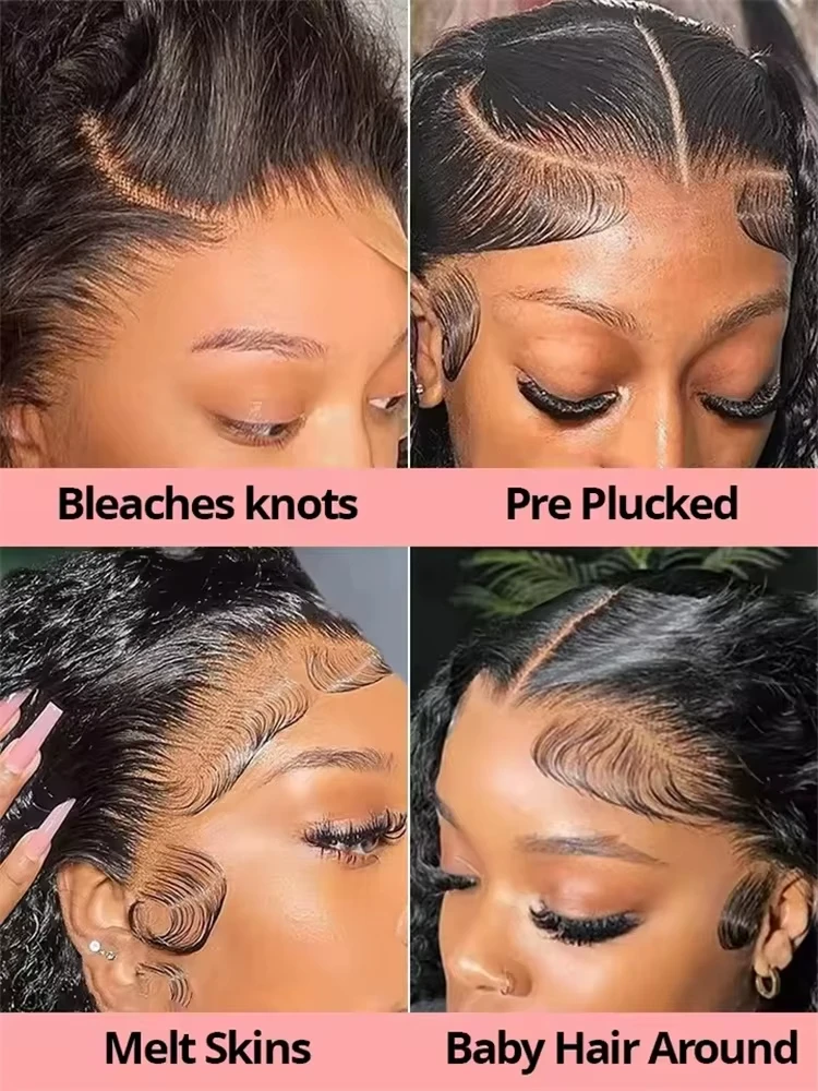 Deep Water Wave 13X6 Curly Lace Frontal Wigs 40 Inch Transparent 13X4 360 Full Lace Front Human Hair Wigs for Women 250 Density image 5
