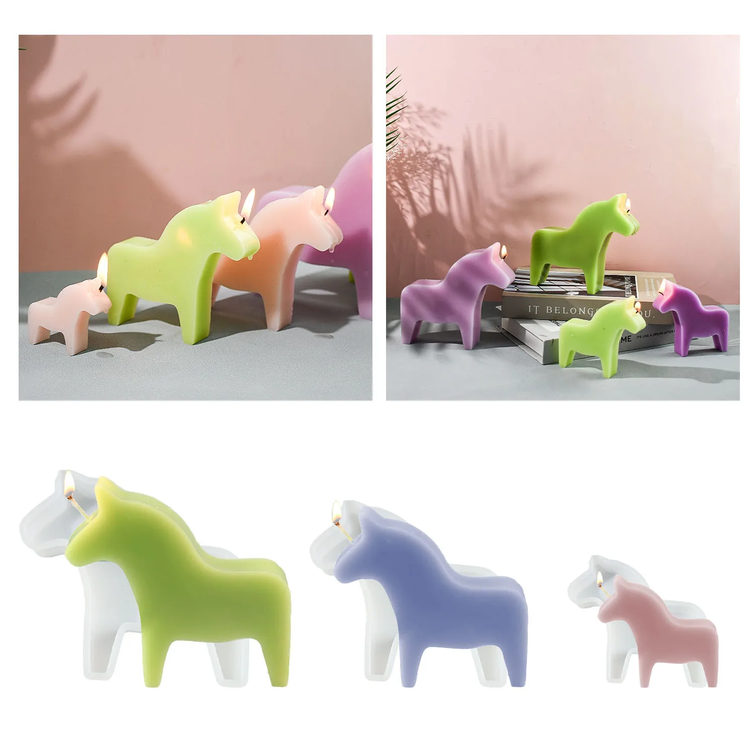 Silicone Candle Molds, Epoxy Resin Molds, Medium-Sized 3D Silicone Molds for Making Horse-Shaped Candle Ornaments