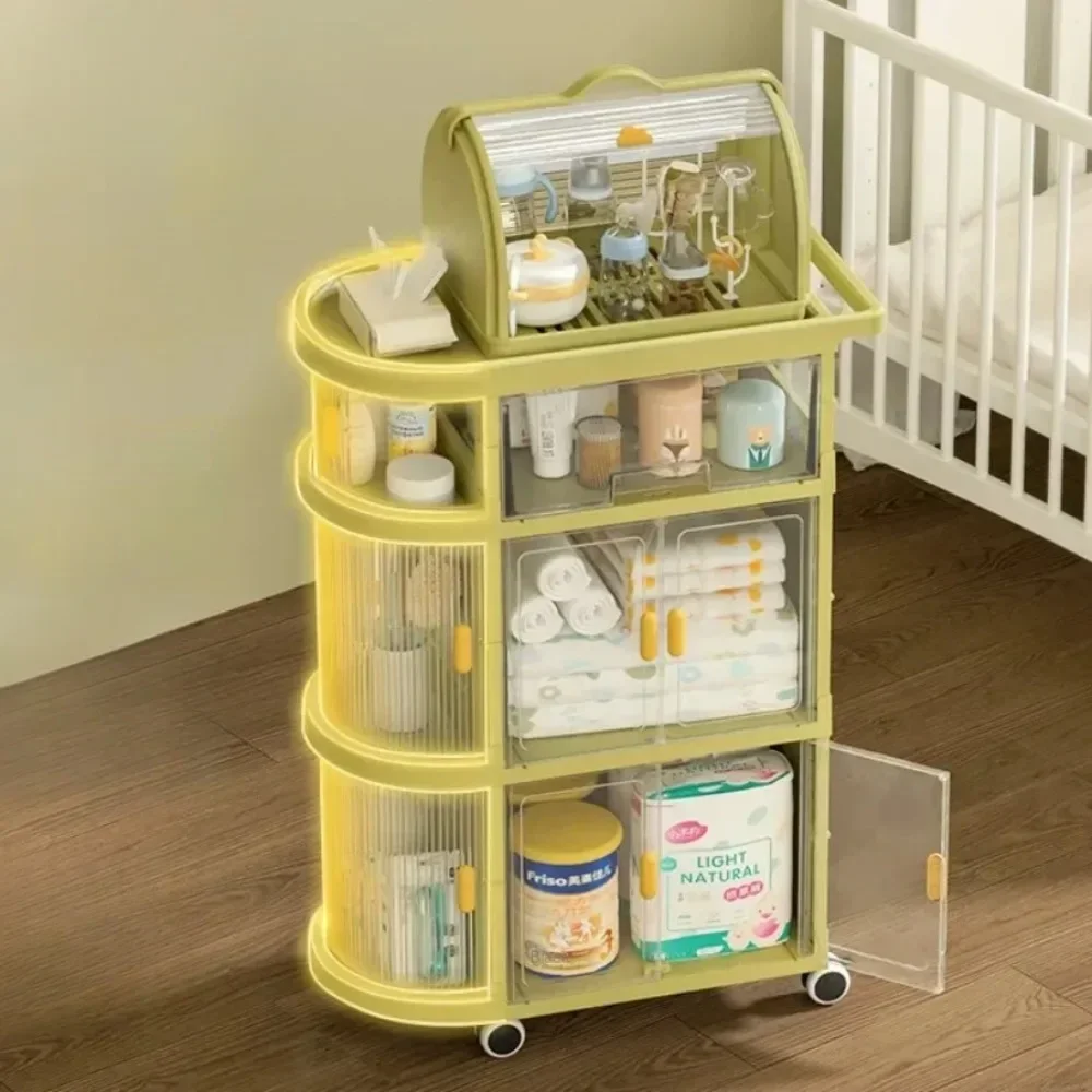 

Baby Storage Folding Trolley Mobile Snacks Cart Landing Auxiliary Cart Toys Sundries Organizer Rack Storage Racks And Shelving