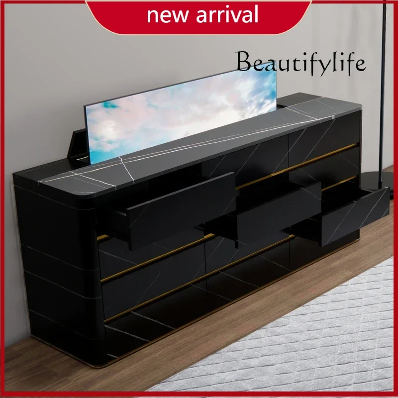 

BJ Living Room Home Automatic Flip Lift TV Cabinet Hidden TV Modern Minimalist High-end