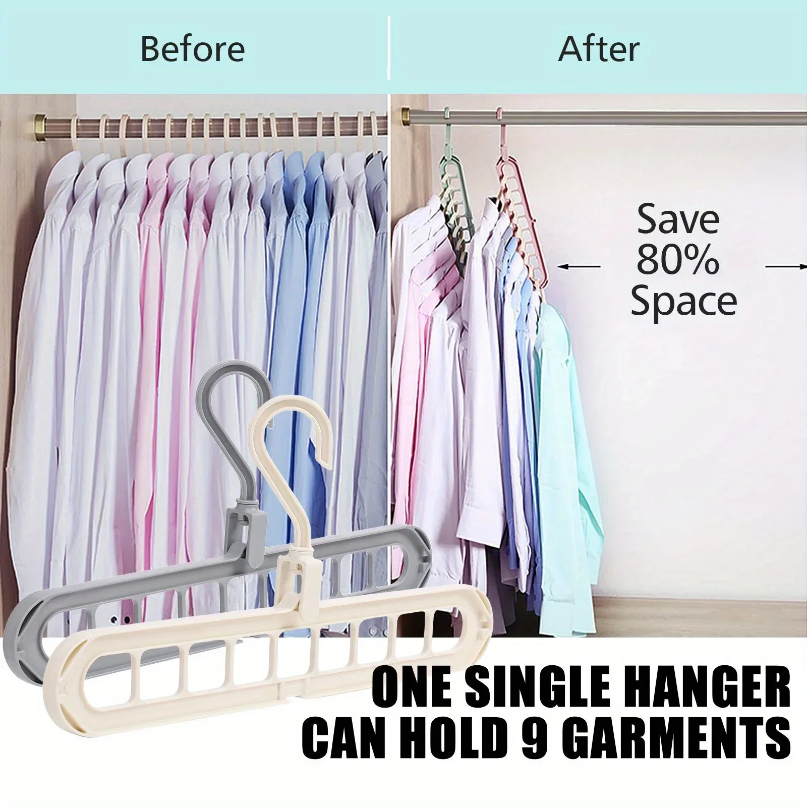 5pcs 9-hole wardrobe storage rack multifunctional foldable clothes drying rack storage clothes rack space-saving storage rack