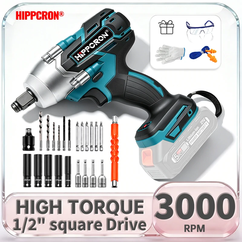 cle-a-cliquet-electrique-sans-fil-hippcron-3000-tr-min-300-nm-entrainement-1-2-moteur-sans-balais-pour-reparation-automobile-compatible-makita-18v-sans-batterie