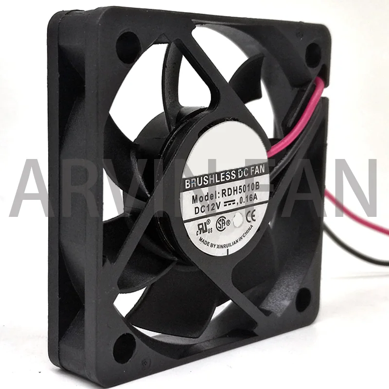 Praça Servidor Inverter Cooler Fan, Brushless Slim Ventilador, Rolamento de esferas de 2 fios, RDH5010B DC, 12V, 0.16A, 50x50x10mm, Novo, 50mm, 10mm