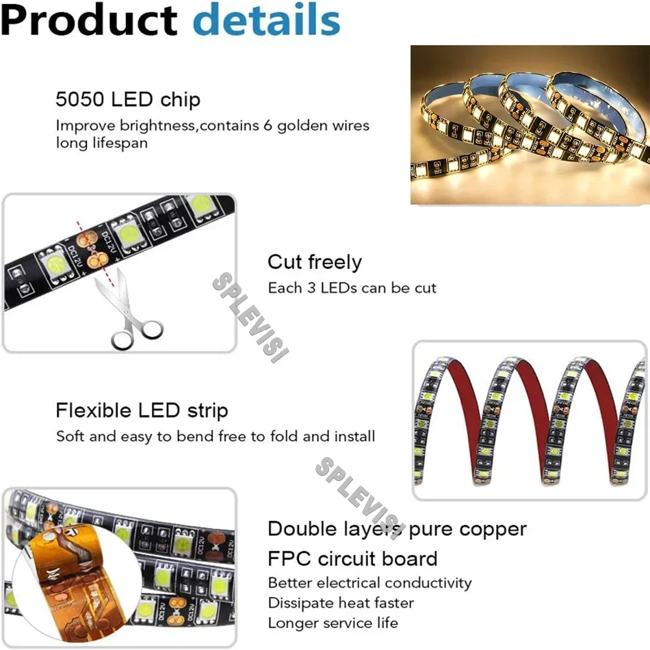 Impermeável LED Strip Light para Motorhome, RV, Campervan, Caravana, Toldo Party, Trailer, Iluminação Exterior, 12V