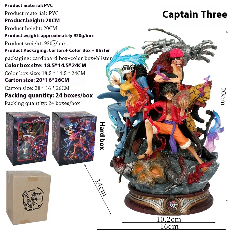 Een Stuk Figuur Luffy Kid Trafalgar 3 Kapitein Model Anime Action Beeldje Pop Collectie Ornament Model Speelgoed Cadeau Voor Kid