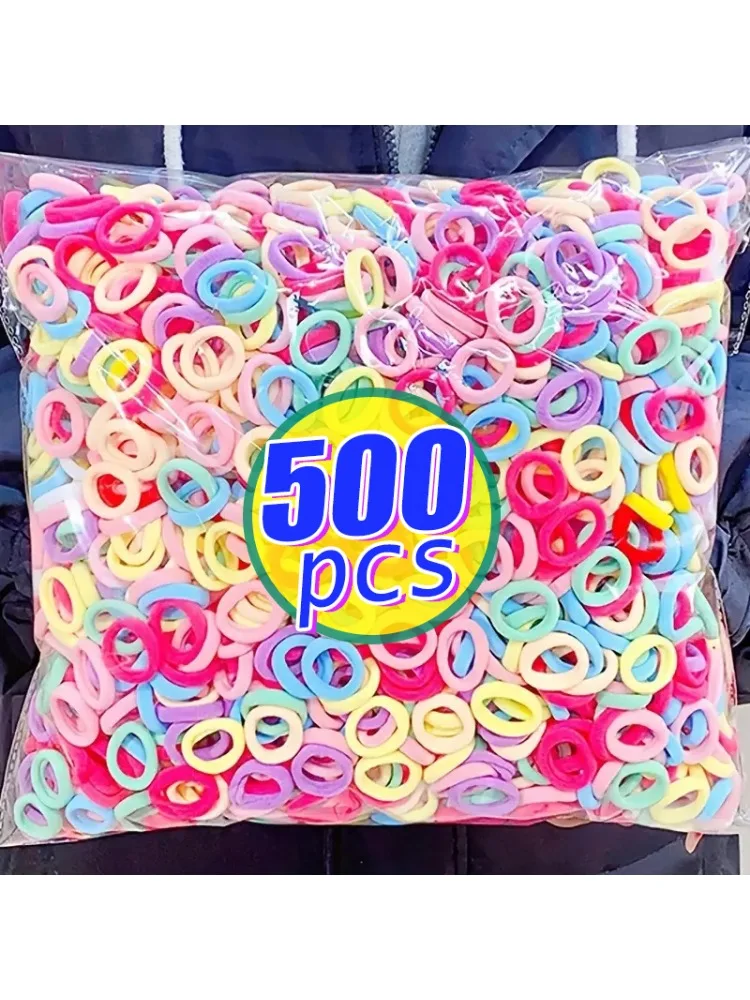 50-500 sztuk kolorowe podstawowe nylonowe gumki do włosów dla dziewczynek kucyk Hold Scrunchie gumka dla dzieci podstawowe akcesoria do włosów — 2