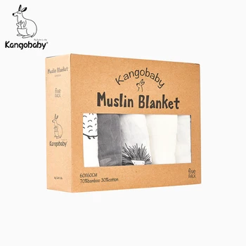 Kangobaby # Mein weiches Leben #   5-teiliges Set aus Bambus-Baumwolle, Wickeldecke, Baby-Bandana-Lätzchen-Set