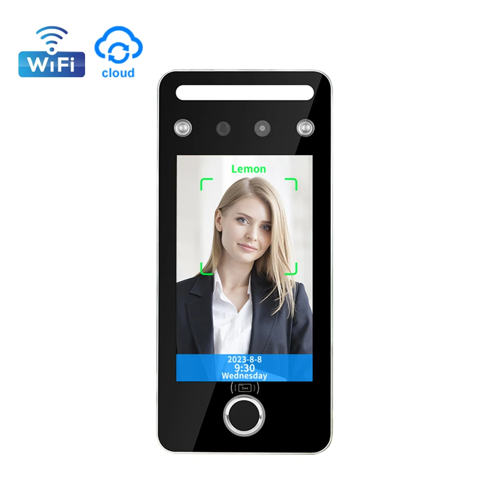 Fingerprint and Face Recognition Door Access Control wifi TCP IP 5inch Screen IR Camera RFID Card Reader Time Attendance Device