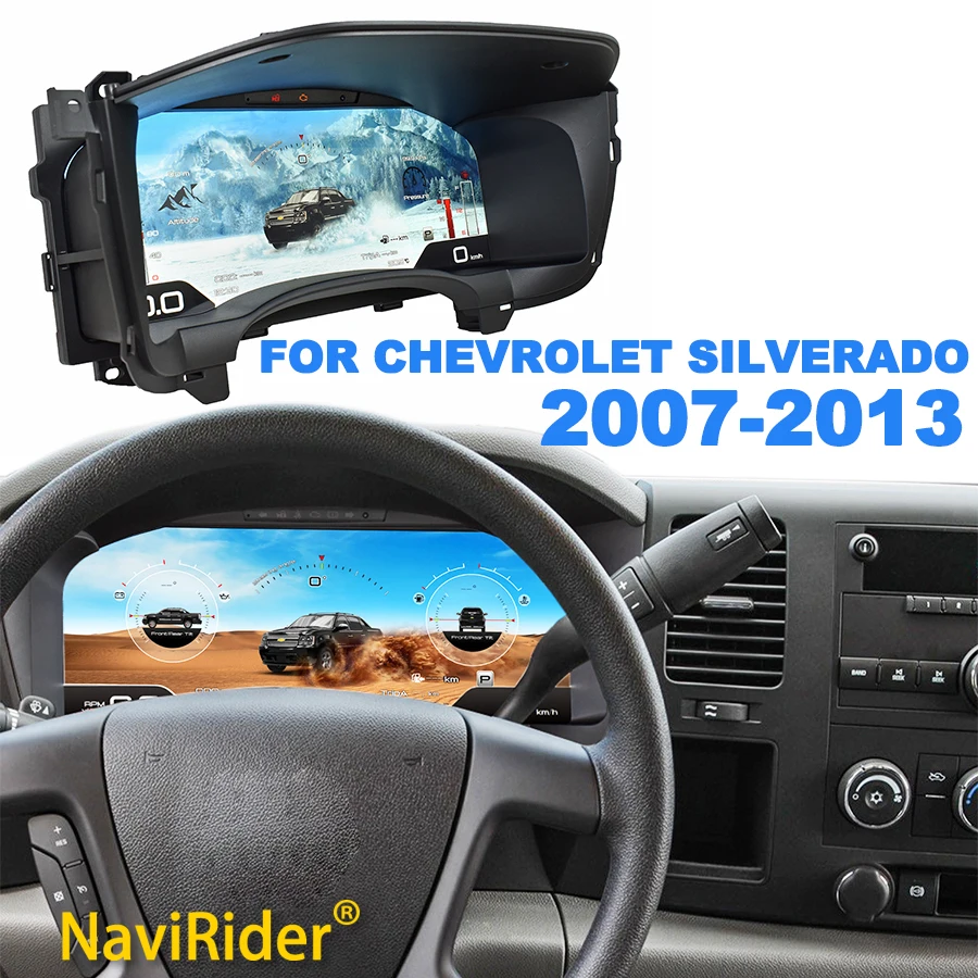 Pannello del cruscotto LCD per Chevrolet Silverado Tahoe 2007-2013 Strumento digitale Virtual Cockpit Contagiri Contachilometri Tachimetro