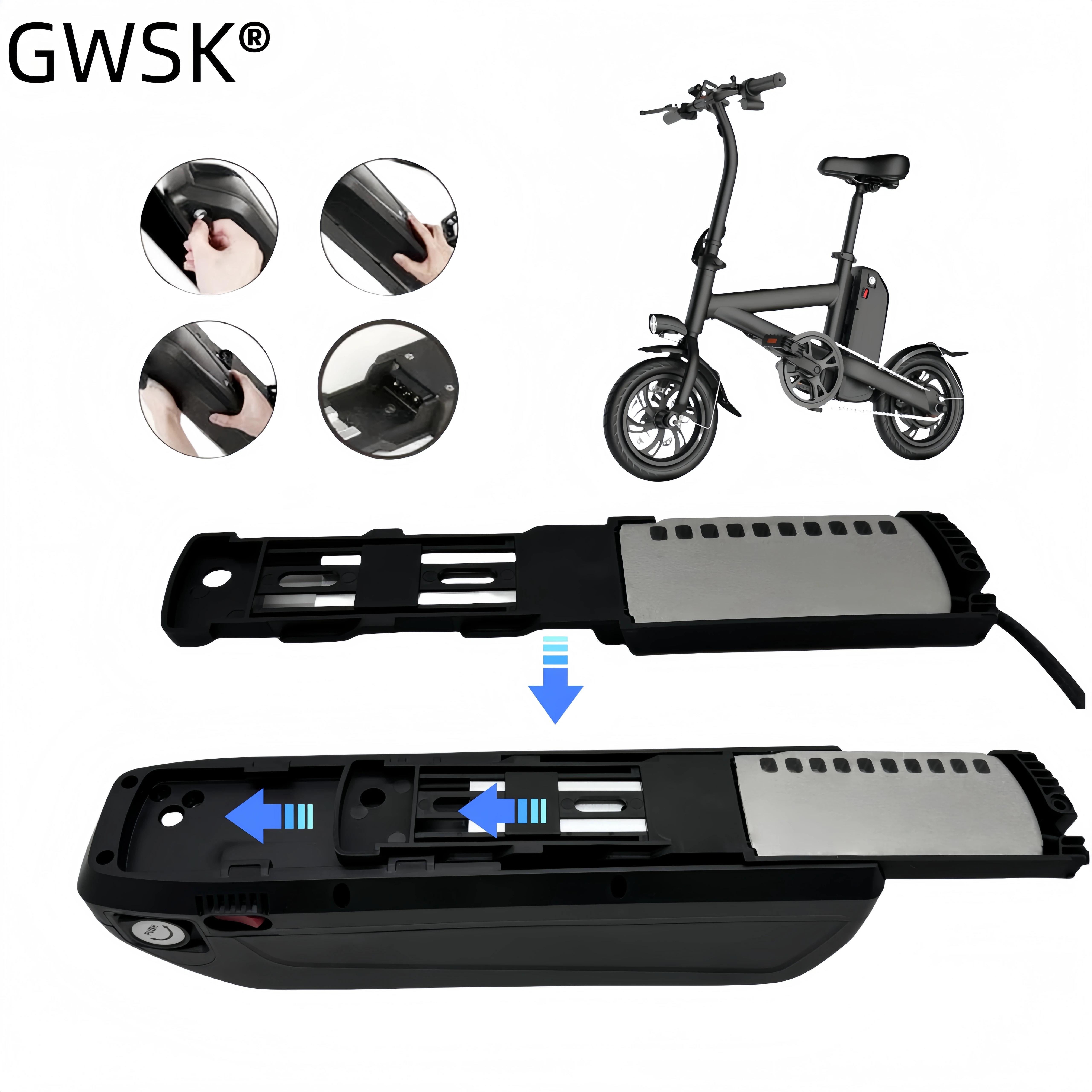 48V17AH Hailong 18650 lithium-ionbatterij, ontlading 5-pins, ingebouwd BMS-systeem + oplader toepassing 2000W