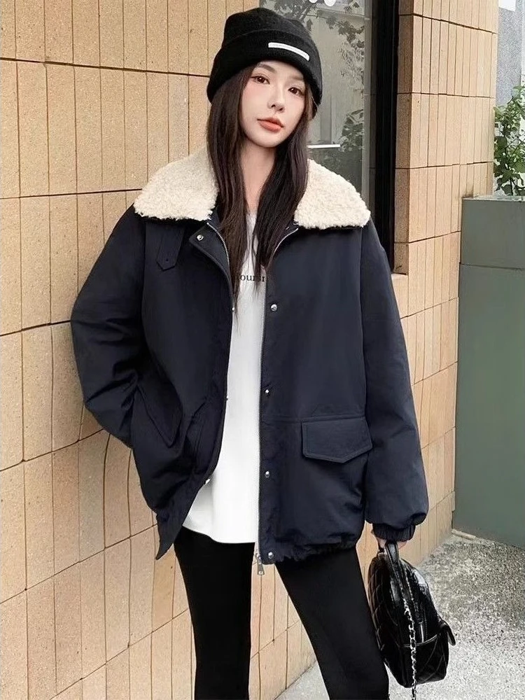 

Heavyweight Lamb Lining Parka Coat Women's 2025 Winter New Design Casual Work Wear Down Jacket Warmth Trend