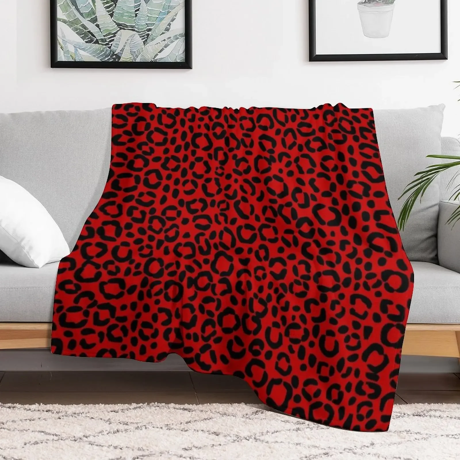 Sassy Red and Black Leopard Print Pattern Design Throw Blanket Summer Beddings Soft Beds Blankets