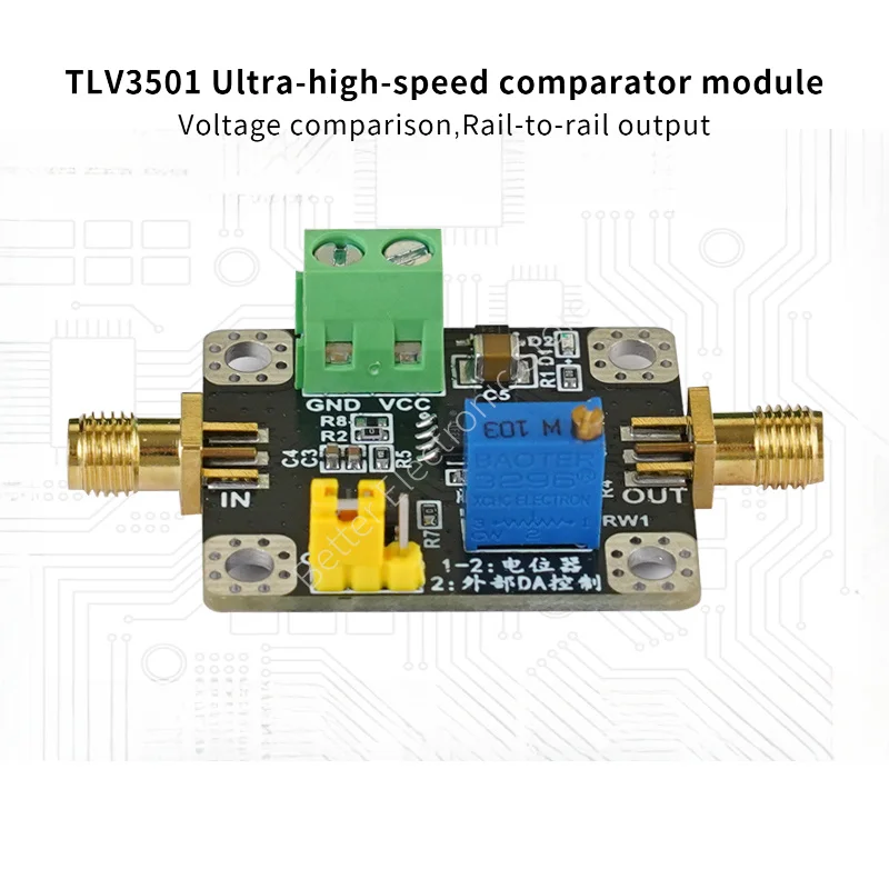 

TLV3501 Высокоскоростной модуль компаратора гистерезы напряжения Программируемая/ручная регулировка порога, синус к прямоугольному напряжению