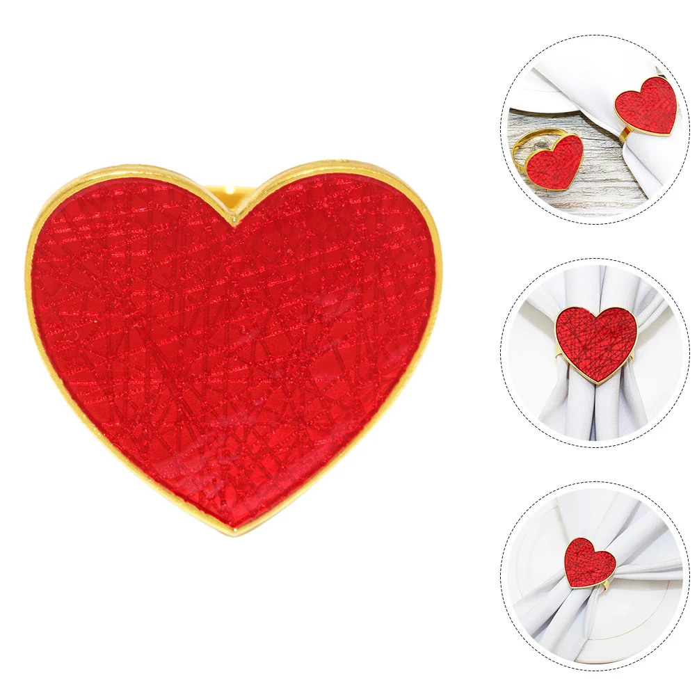 

6Pcs Heart Napkin Rings Elegant Table Decor Wedding Party Birthday Festive Napkin Holders Romantic Dinner Supplies
