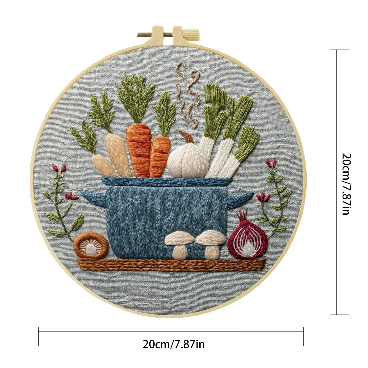1 Stück 20X20CM/15X15CM 7,87/6,3 Zoll Gemüse-Stickerei-Starter-Kit DIY-Kit DIY-Stickerei-Set Handarbeiten Nähkunst Nadelkunst – Detail 4