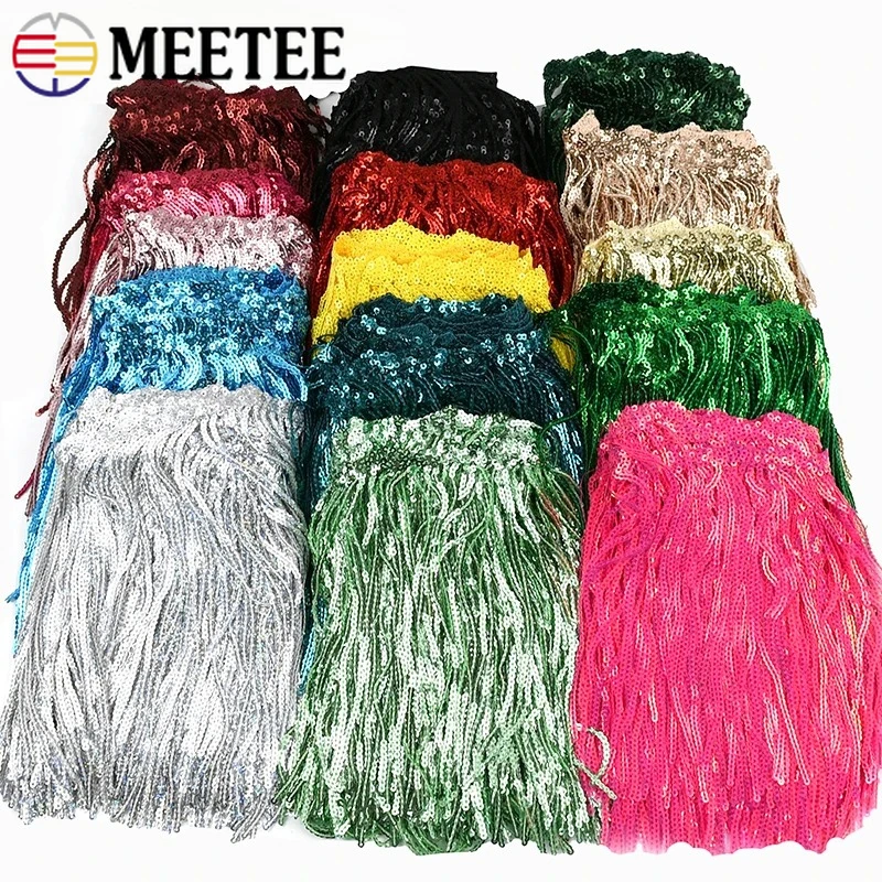 

2/10Yards 17cm Sequins Tassels Fringe Latin Dress Clothes Lace Trim Decorative Trimmings Stitching Fringes Sewing Accessories